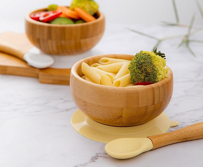 Pastel Bamboo Bowl and Spoon Set